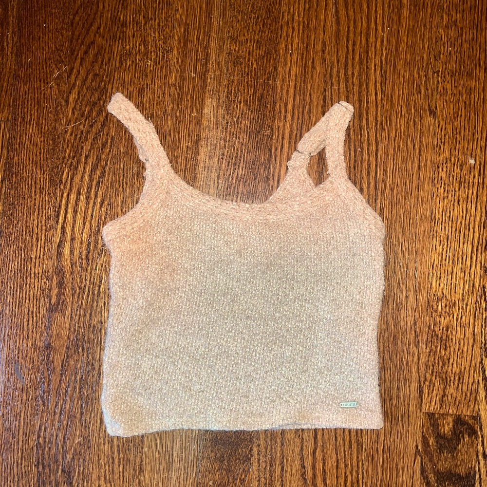 Hollister brown/tan fuzzy cropped tank top